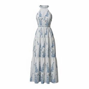 SHEIN White and Blue Floral Maxi Dress